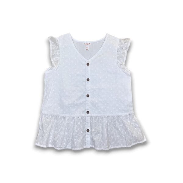 Playera Blanca Con Bordado De Flores