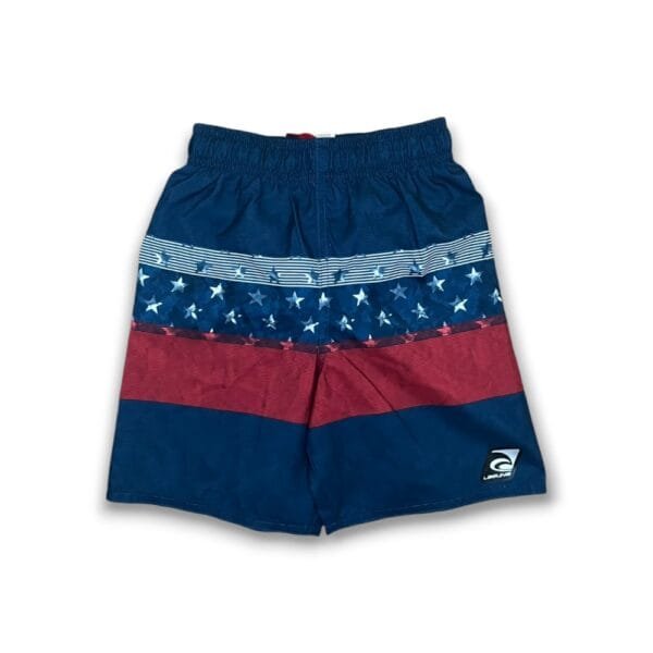 LAGUNA Traje de baño para niños con estampado y cordón – Traje de baño de surf juvenil – UPF 50+ – Rayas azules y rojas